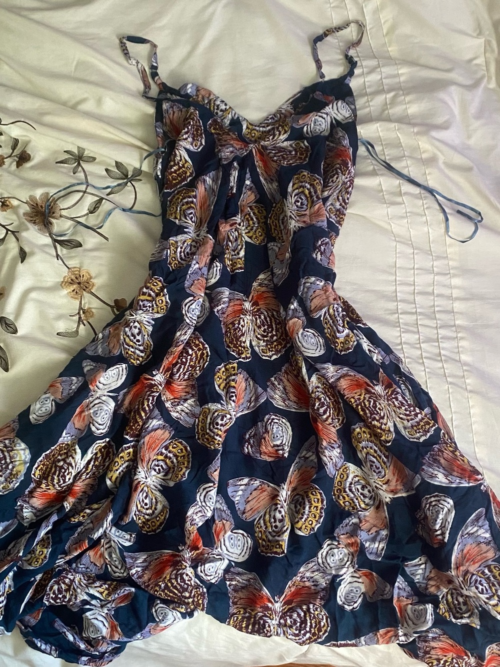 Cost Plus World Market Navy Butterfly Print Mini Dress